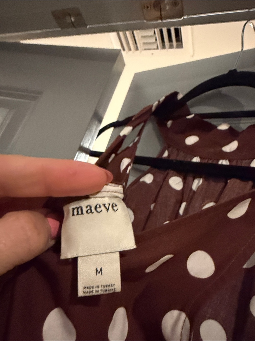 Anthropologie (Maeve) Brown & White Polka Dot Halter Midi Dress - Picture 6 of 7